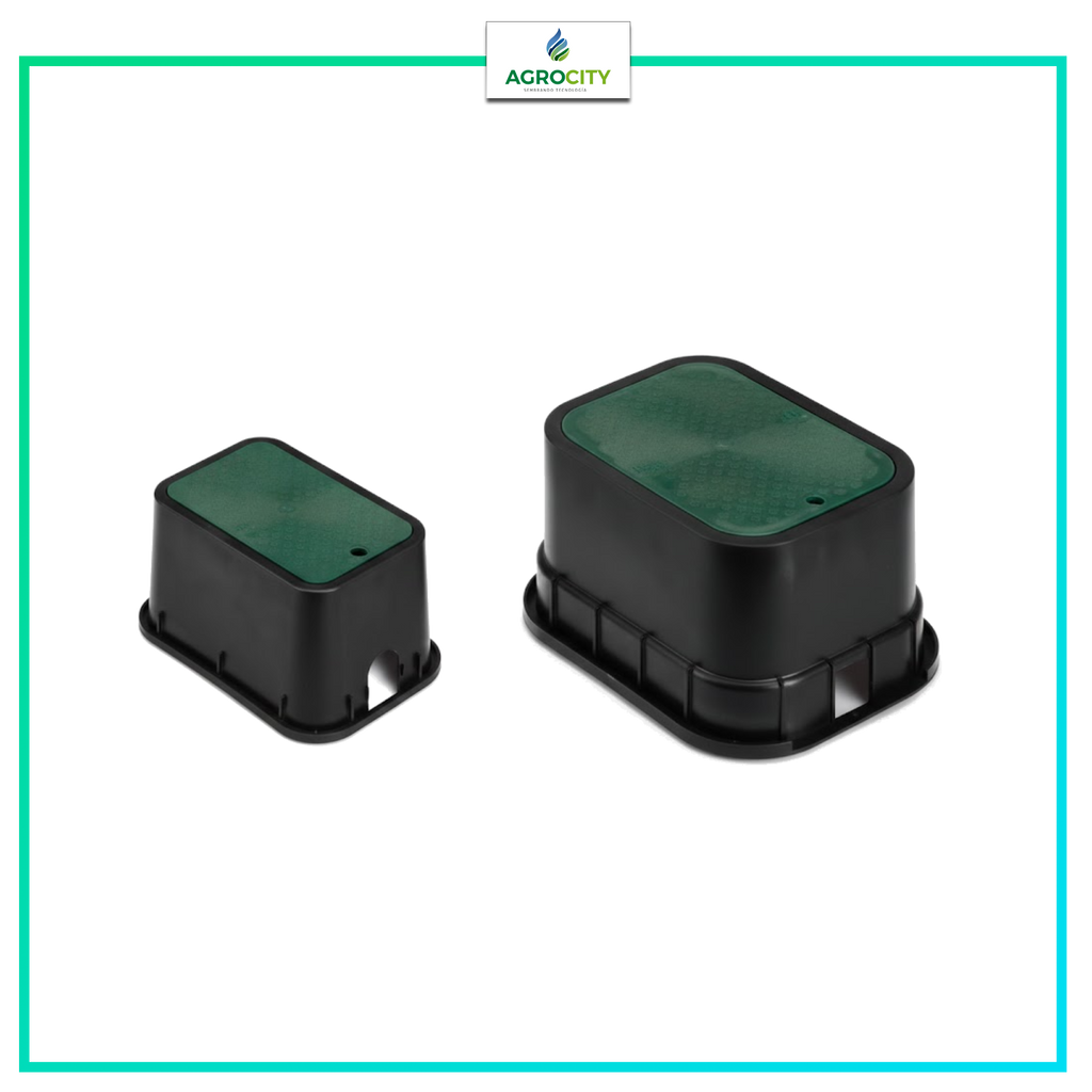 CAJA PARA VALVULAS LINEA PROFESIONAL ­RECTANGULAR, CUERPO NEGRO, TAPA VERDE