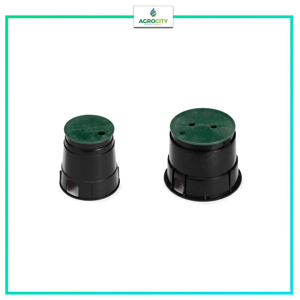 CAJA PARA VALVULAS LINEA PROFESIONAL ­REDONDA, CUERPO NEGRO, TAPA VERDE