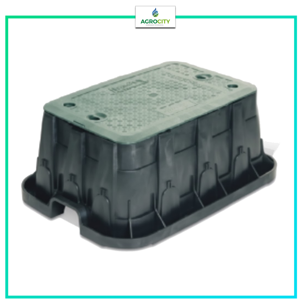 CAJA PARA VALVULAS RECTANGULAR LINEA ESPECIFICACION TAPA VERDE Y DOS SEGUROS