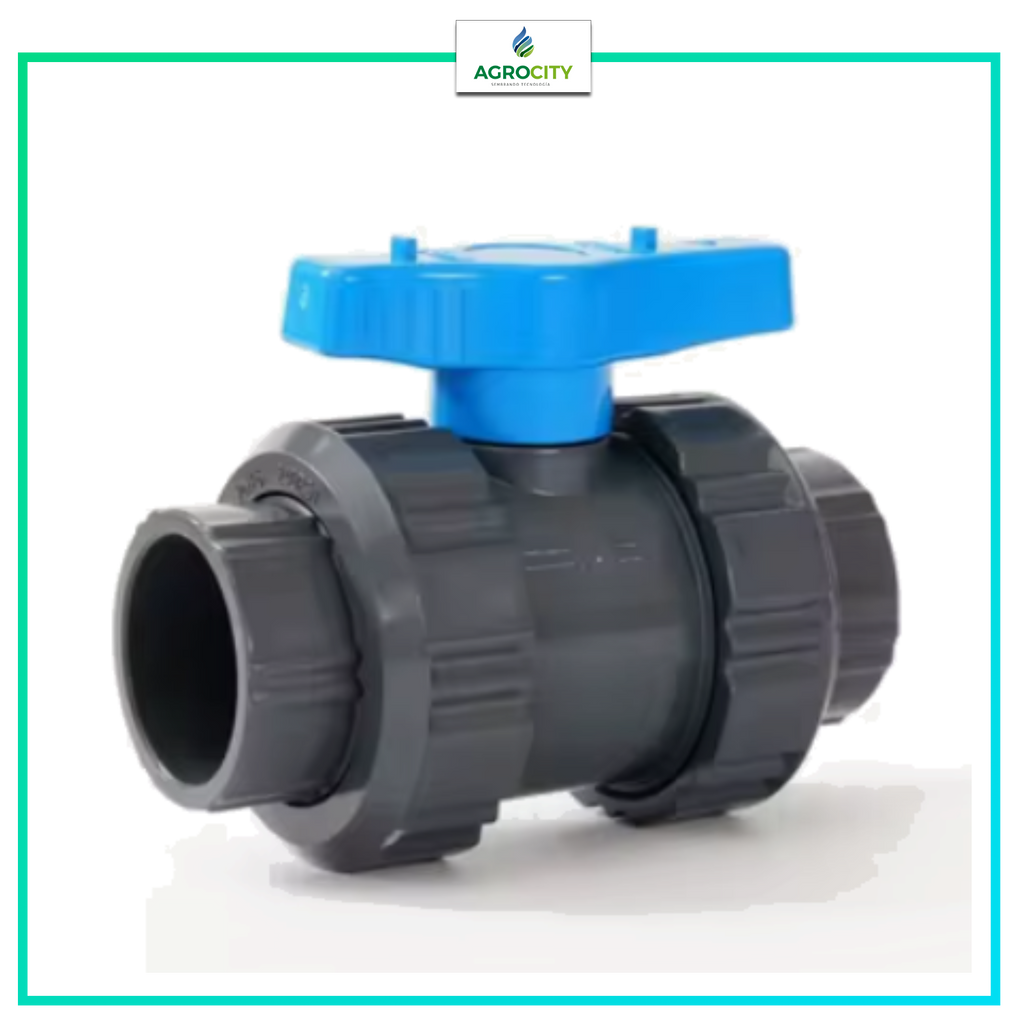 VALVULA BOLA DOBLE ROSCA ­PALANCA AZUL NPT