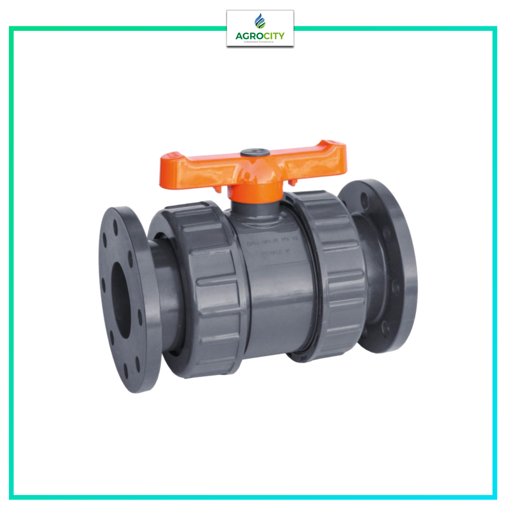VALVULA BOLA DOBLE ROSCA ­PALANCA NARANJA BRIDADO NPT